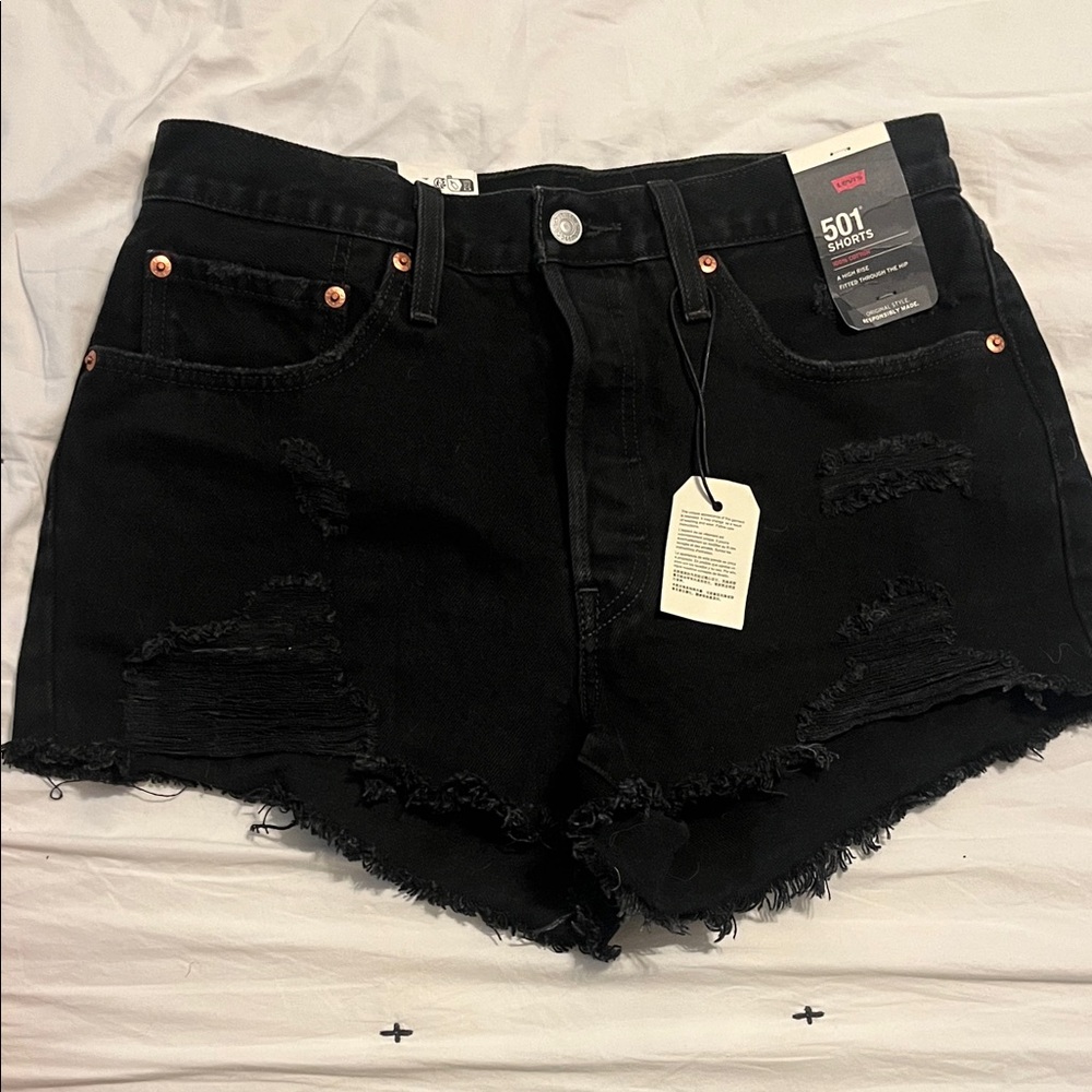 Levi's Women's Distressed Black Jean Shorts